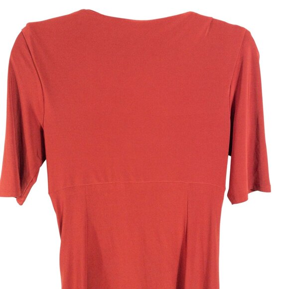 Ralph Lauren Red Ruched Midi Dress With Surplice Neckline SZ 10 M Dinner Party - Picture 4 of 9